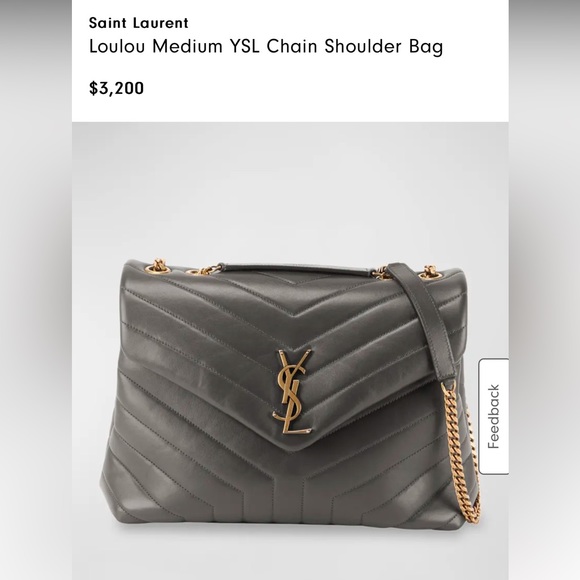 NWT Saint Laurent LouLou Storm Gray Leather Medium Shoulder Bag Gold HW - Picture 2 of 13